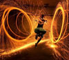 Man dancing amid fireworks