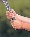 Gripping a racket too hard can cause inaccurate shots